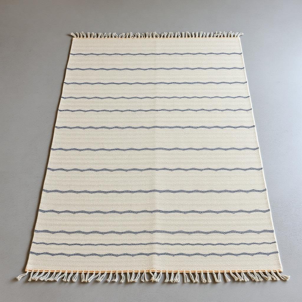 Tapis en laine écrue tissée main dans un salon